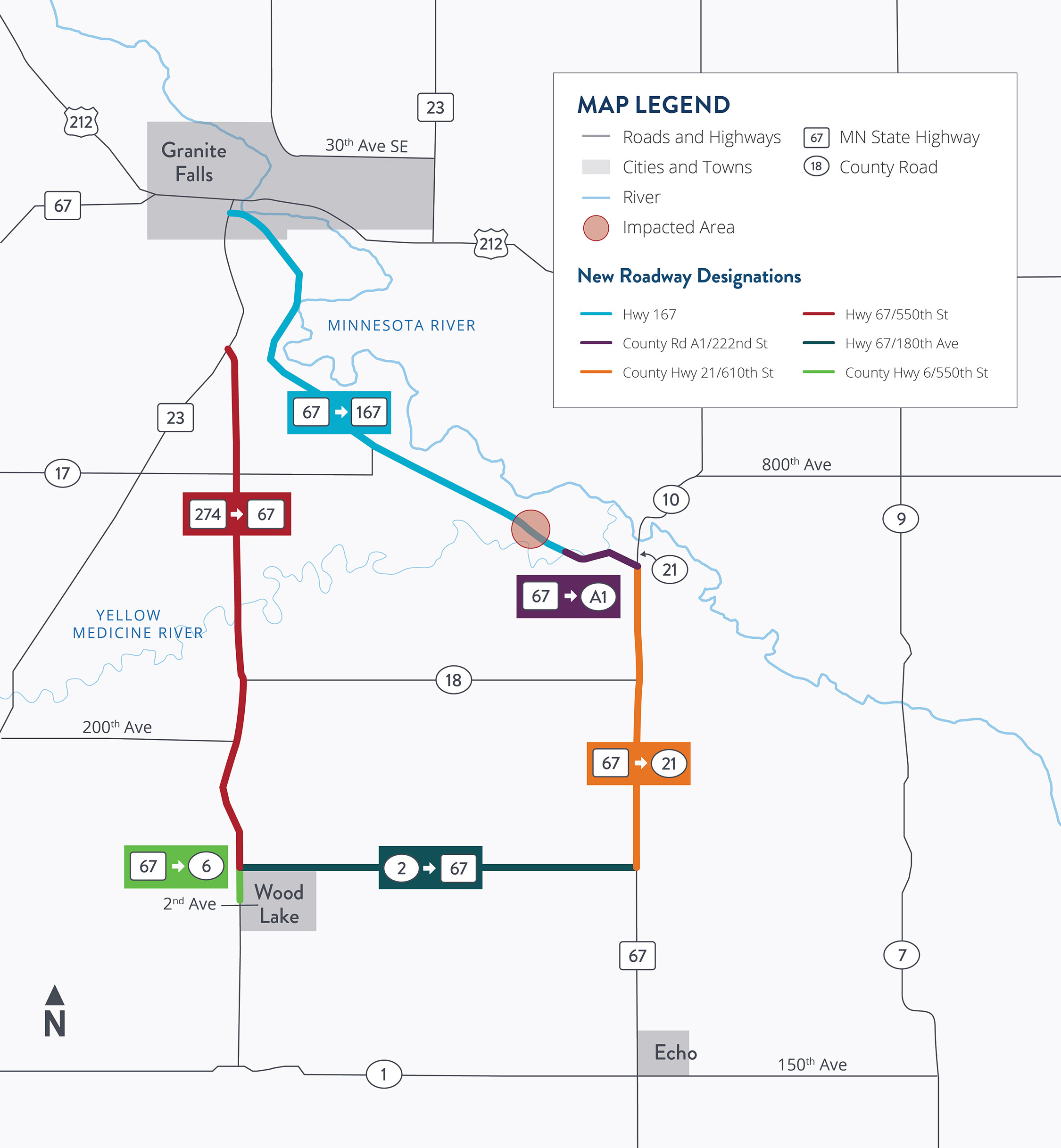 Area route changes map