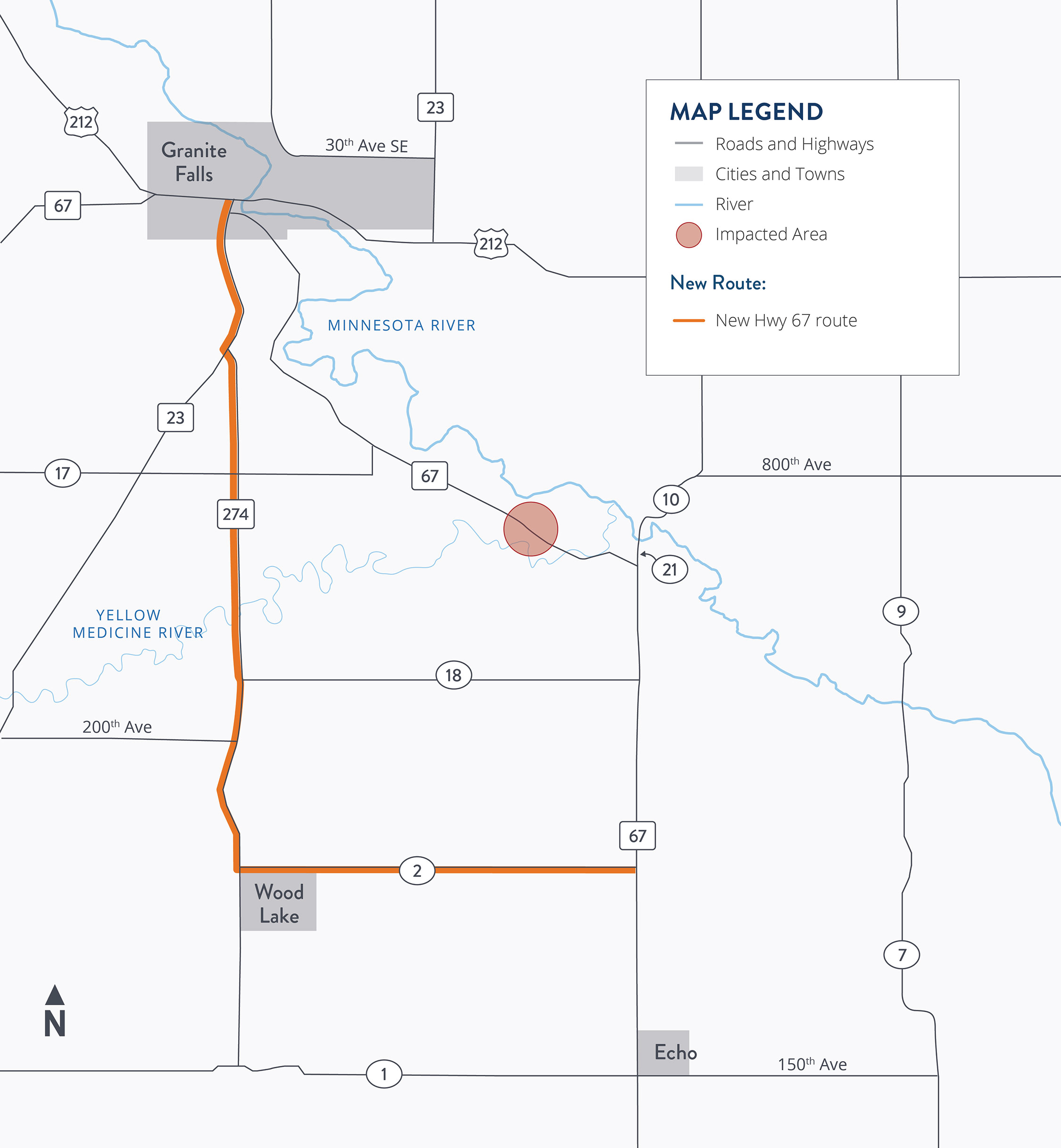 Highway 67 detour area map